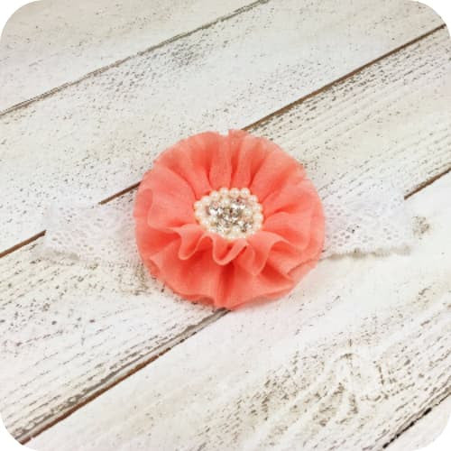 Blossoms of Coral Baby Girl Toddler Flower Headband