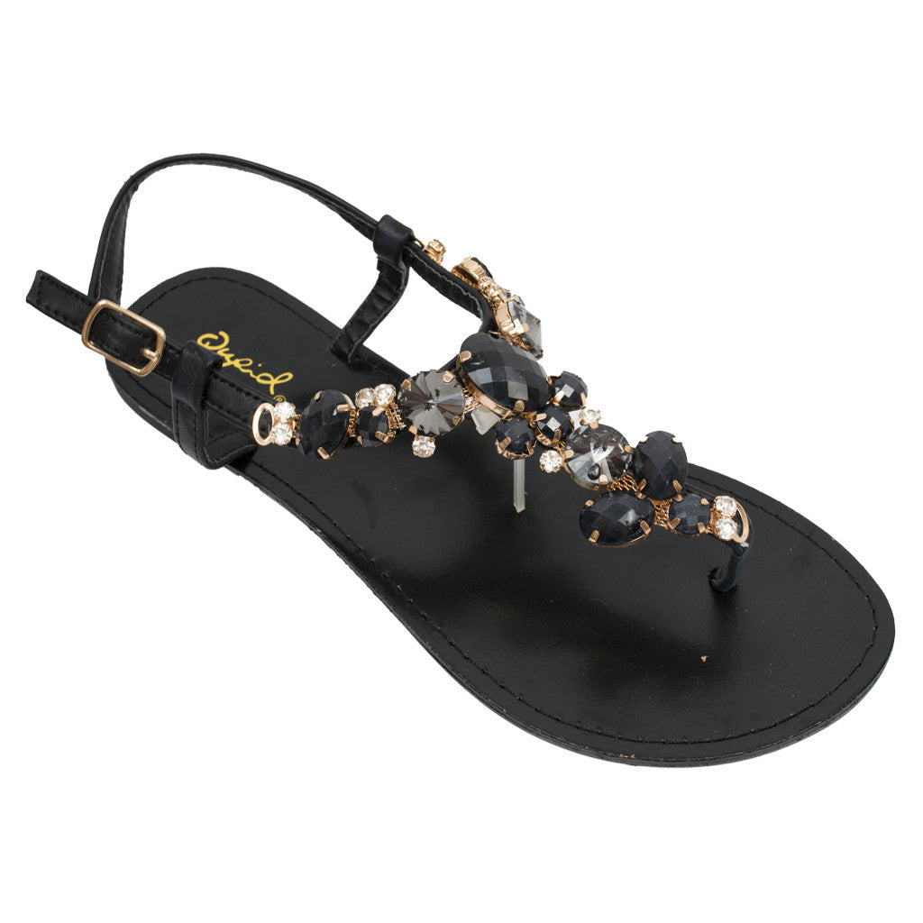 black gem sandals