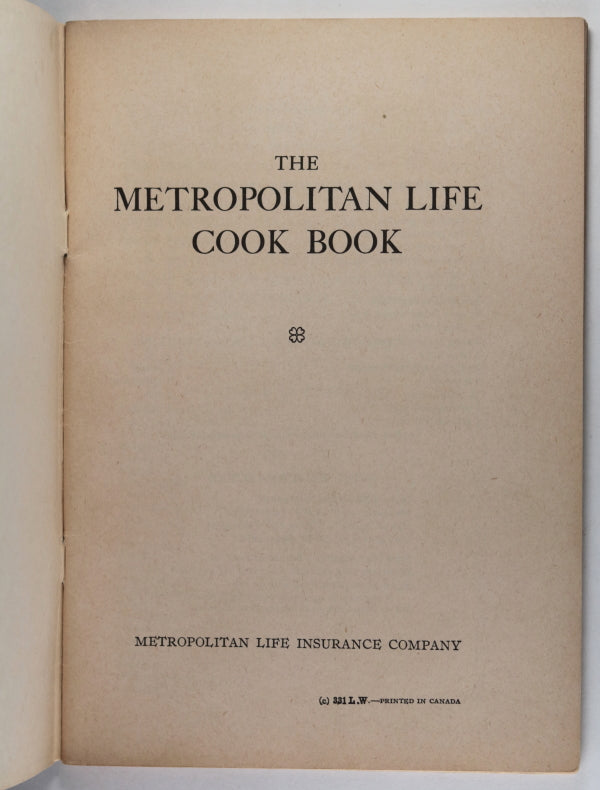 1918 'Metropolitan Cook Book' (Canada) - Chadbourne Antiques 