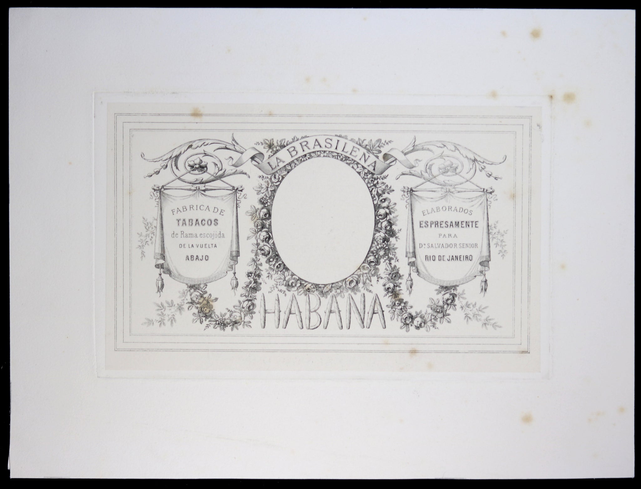 la brasilena cuban cigar label design engraving late 1800s chadbourne antiques collectibles