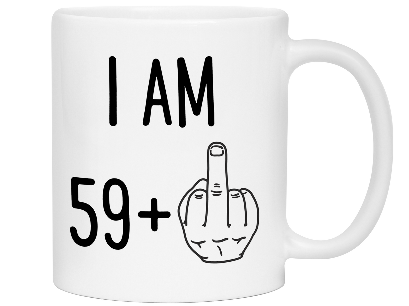 Coffee Mug Birthday Gag Gift, I Am 69 + 1 Middle Finger Graphic | Andaz Press