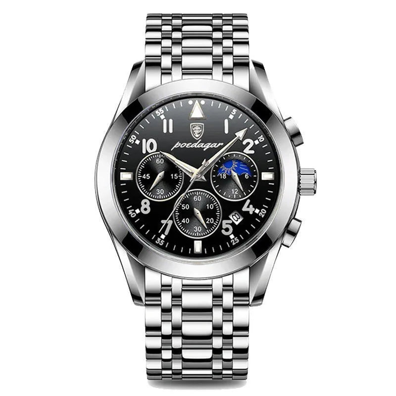 Montre Homme POEDAGAR – Nouvelle 2021, Élégante, Étanche, Lumineuse, Bracelet Cuir, Quartz de Luxe