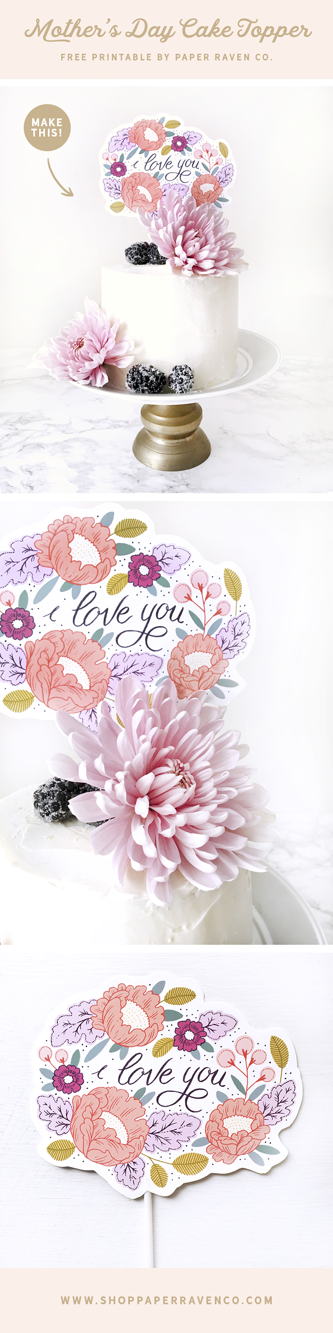 Paper Raven Co. Mother's Day Cake Topper Printable