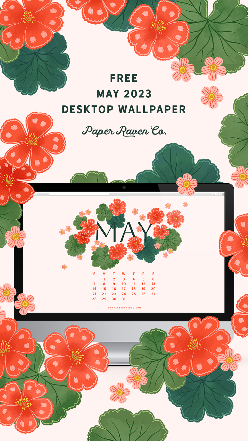 May 2023 Illustrated Desktop Wallpaper © Paper Raven Co. #dressyourtech #desktopwallpaper