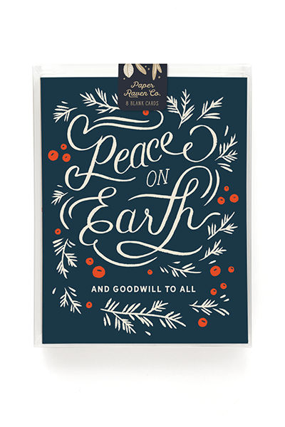 Peace On Earth Calligraphy Holiday Card Paper Raven Co