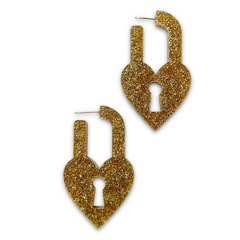 Chunky Locky in Love earrings in Glitter Gold