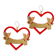 Love Is Dead Earrings--Solid Red