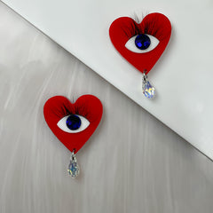 Love Never Eyes Earrings in solid red