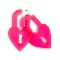 Chunky Locky in Love Earrings in transparent pink