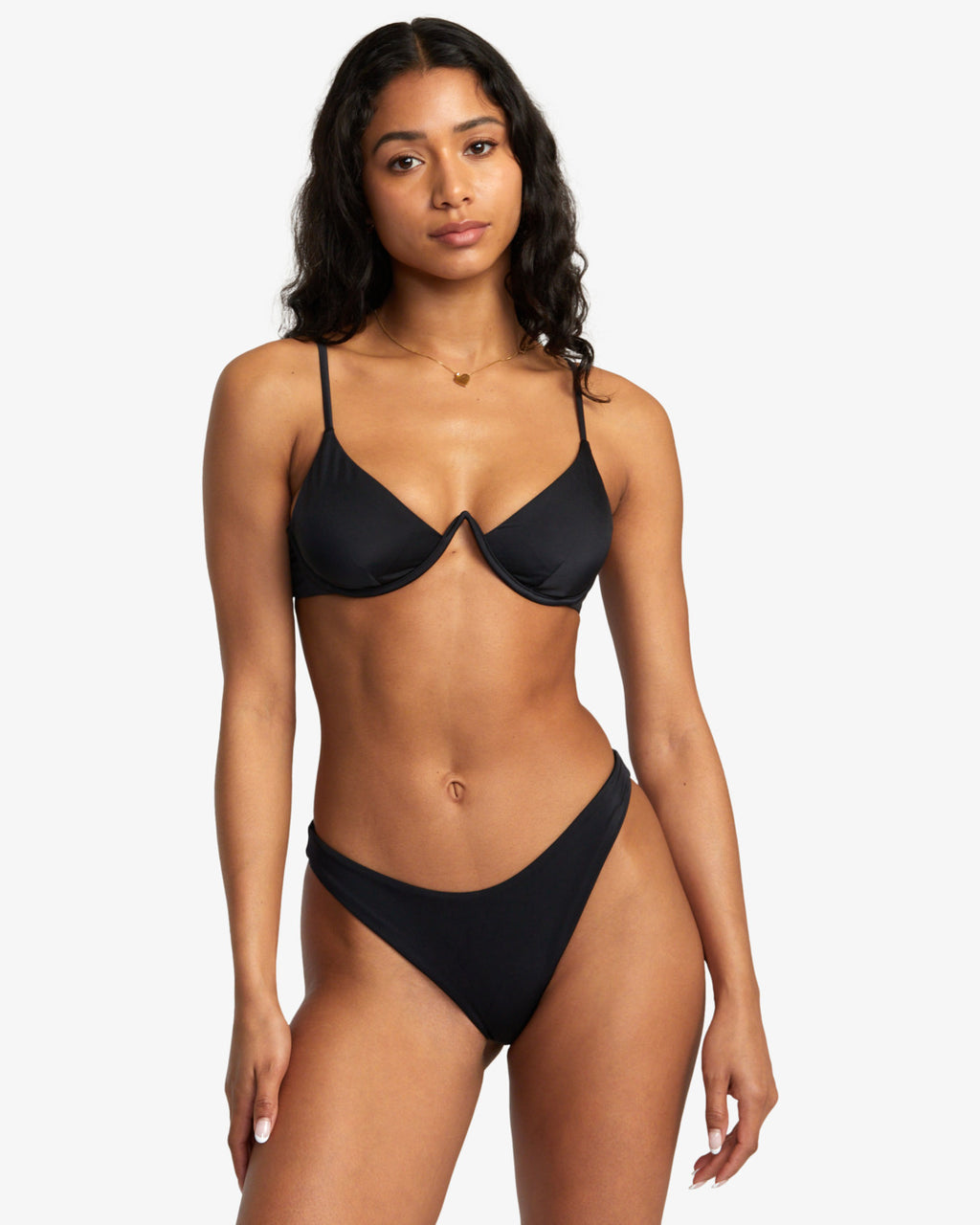 RVCA Women's Micro Magic Cutout Reversible Bra Bikini Top Shale