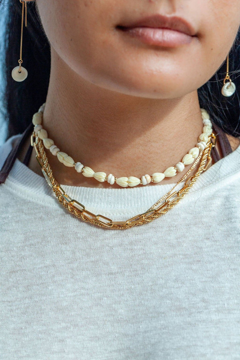 puka shell gold necklace