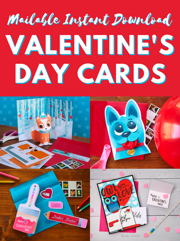 Mailable Instant Download Valentine's Day Cards