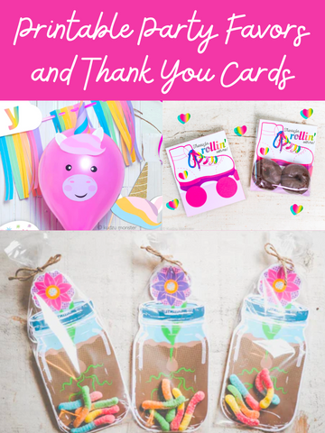 Printable Party Favors and Thank You Cards