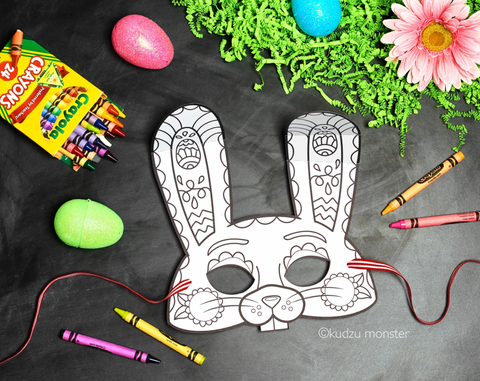 Printable easter bunny colorable mask