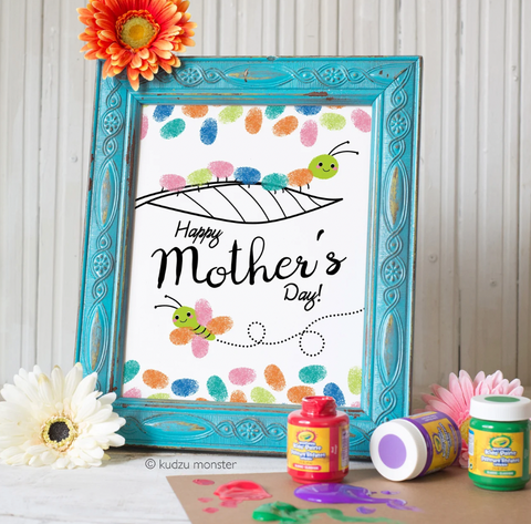 Printable mother's day caterpillar and butterfly art activity