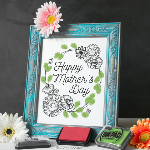 Printable mother's day flower wreath art activity