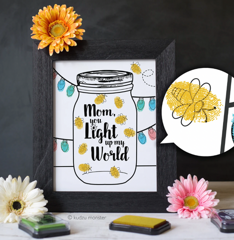 Printable mother's day fireflies art activity