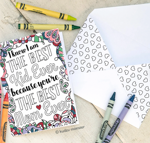 Printable best mom ever mother's day coloring card