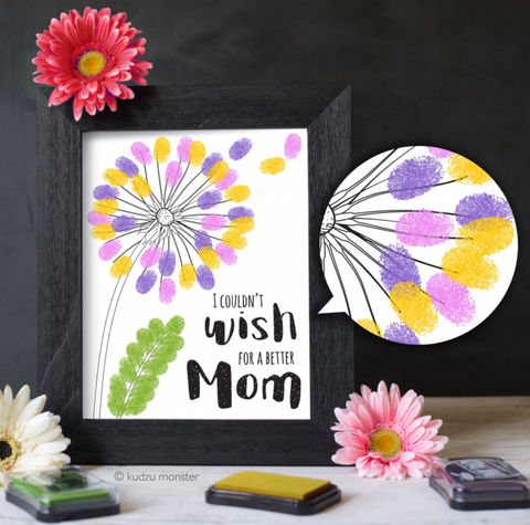 Printable mother's day dandelion finger paint activity