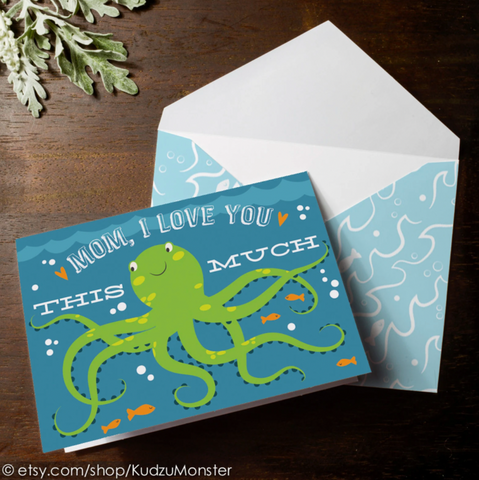 Printable octopus mother's day card