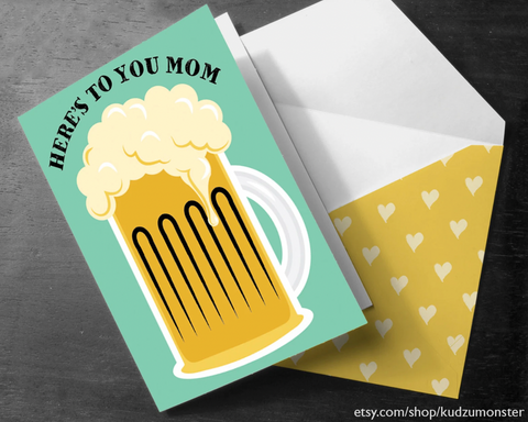 Printable beer mug mother's day card