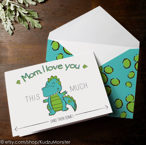 Printable t rex mother's day card