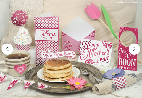 Printable pink mother's day breakfast in bed kit