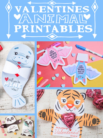 8 Wild Animal Valentines Candy\pencil hugger Printables