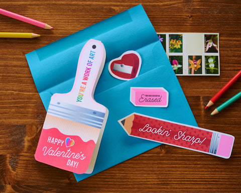 Printable mailable art supply valentine's day card