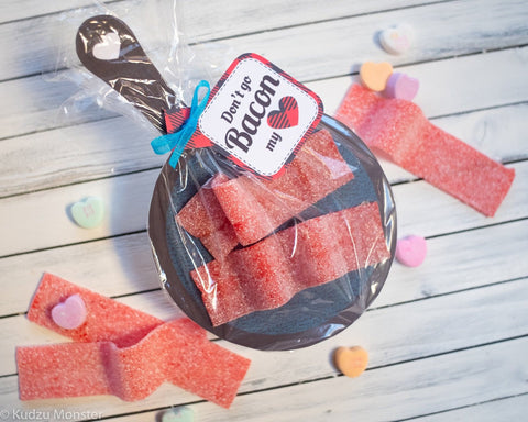 Printable bacon treat bag insert valentine