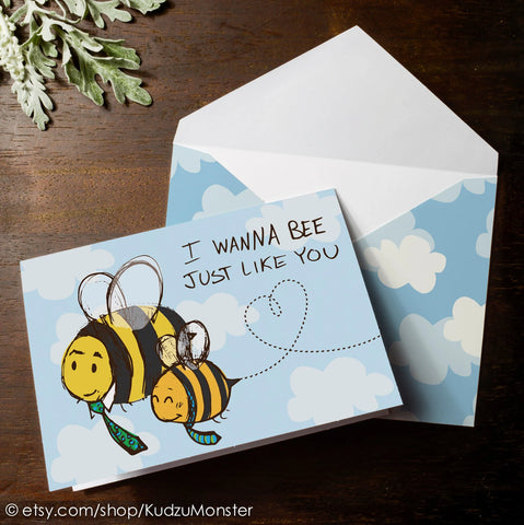 Printable bumblebee father's day card