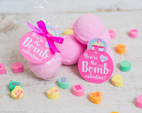 Printable bath bomb treat bag gift tag valentine