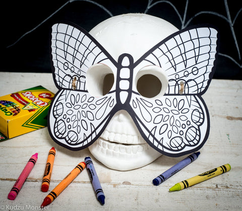 Printable butterfly halloween coloring mask