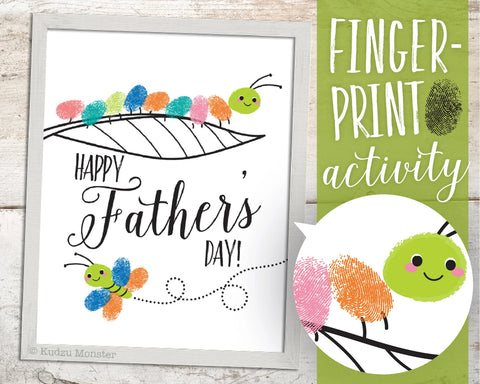 Printable father's day caterpillar fingerprint activity