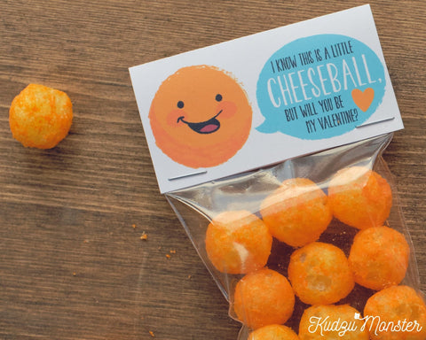 Printable cheeseball treat bag topper valentine