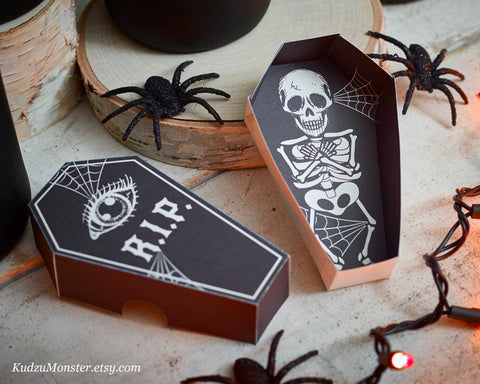 Printable halloween coffin party favor box