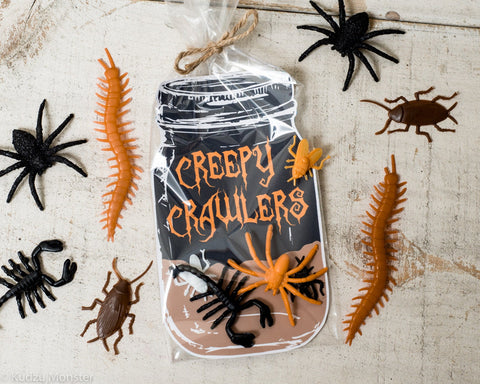Printable creepy crawlers treat bag insert halloween