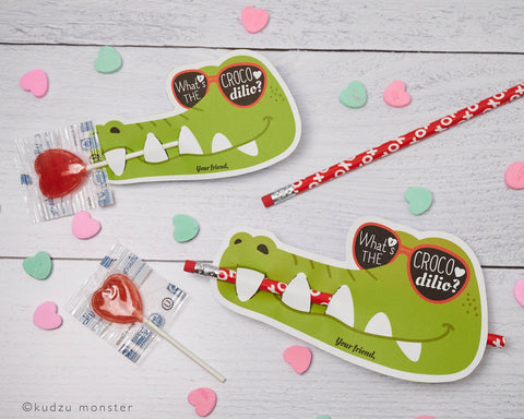 Printable crocodile valentine