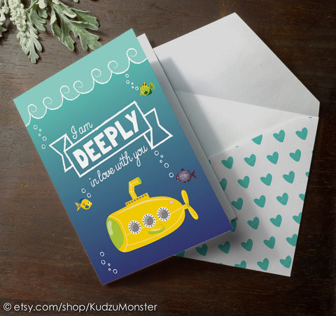 Mailable submarine valentine's day card