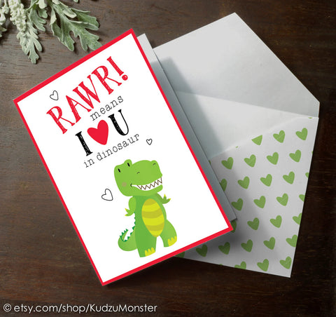 Printable cute t rex father's day card