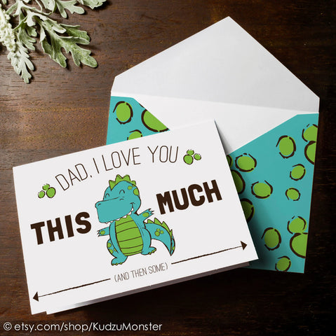 Printable dinosaur father's day card