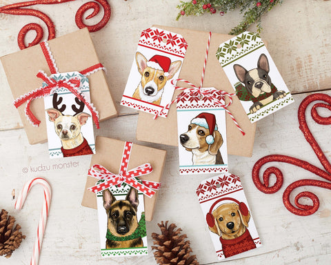 Printable dog christmas gift tags