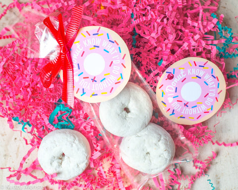 Printable donut treat bag tag valentine