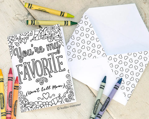 Printable favorite father's day coloring card