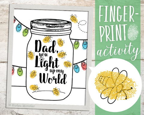 Printable lightning bug father's day finger paint activity