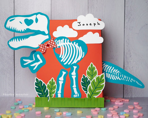 Printable t rex fossil valentine box decor kit