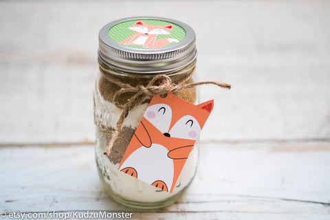 Printable fox mason jar label and gift tag