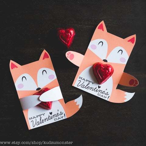 Printable fox valentine