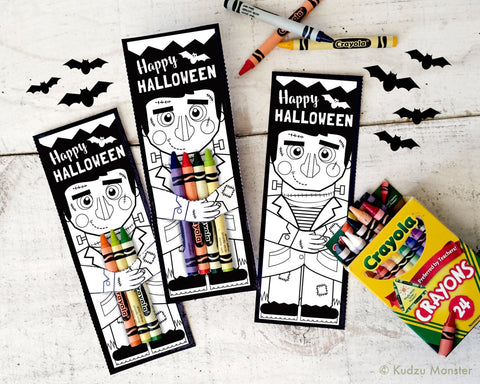 Printable frankenstein colorable crayon holder