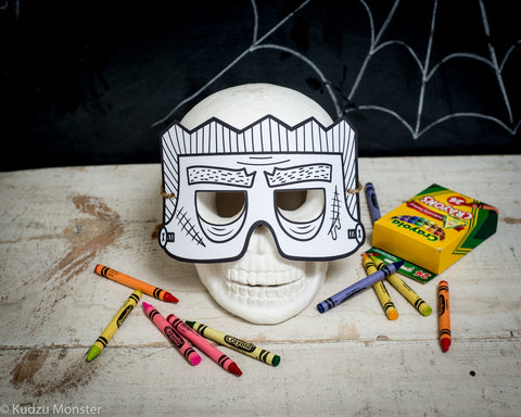 Printable frankenstein halloween coloring mask